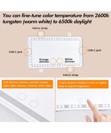 Hoomtaook LED Lighted Sun Visor Makeup Mirror | Touch Dimmable, USB Powered (White) - Buy Online on SooperMarket.com