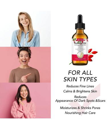 Organic Rosehip Oil (2.02 fl.oz) - 100% Pure Natural Cold Pressed for Face, Skin, & Hair Care - Anti Aging Moisturizer - Buy Online on SooperMarket.com