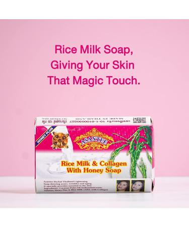 Asantee Rice Milk Collagen Honey Body Soap 125g - Soft, Clear, Radiant Skin - Long-Lasting Scent - Buy Online on SooperMarket.com