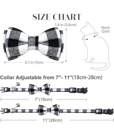 Dynmeow Plaid Pattern Cat and Dog Collar with Bowtie - Adjustable, Comfortable Boy or Girl Gift - XX-Small, Black - Buy Online on SooperMarket.com
