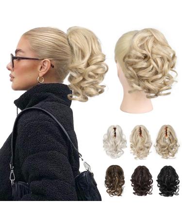 REECHO 9" Short Ponytail Extension Classic Loose Curly Wavy Claw Clip Pony tails Hair Extensions HP001 Hairpieces for Women - Medium Blonde