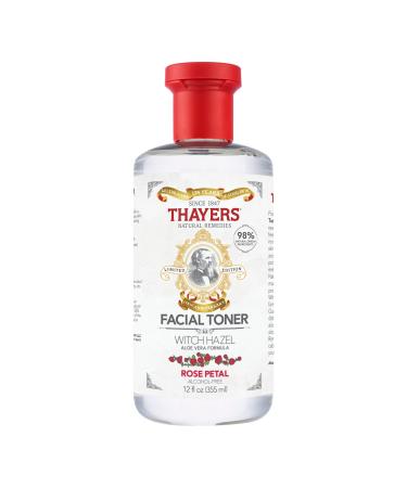 THAYERS Alcohol-Free Rose Petal Witch Hazel Facial Toner with Aloe Vera Formula, 12 Ounce Rose Petal 12 Fl Oz (Pack of 1)