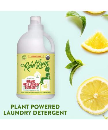 Rebel Green Natural Laundry Detergent - Organic, Hypoallergenic, Peppermint & Lemon Scent, 64 Loads (64 Fl Oz) - Buy Online on SooperMarket.com