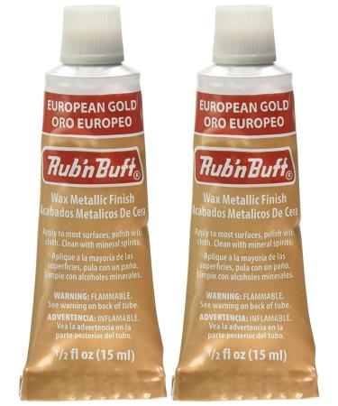 AMACO - Rub 'n Buff Wax Metallic Finish (European Gold) (0.5-Fluid Ounce) (2-Pack)