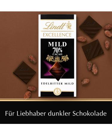 Lindt Excellence Mild 70% Cocoa Dark Chocolate | Vegan | 100g Tafel | Rich & Intense Taste | Perfect Chocolate Gift - Buy Online on SooperMarket.com