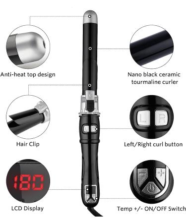Automatic Hair Curler 1.1inch/28mm Curl Black - Instant Heat Hair Styling Wand - Buy Online on SooperMarket.com
