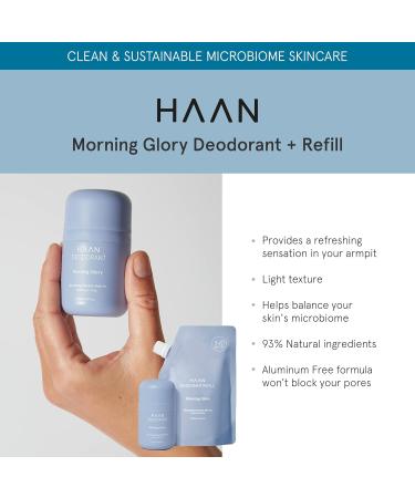 HAAN Natural Deodorant for Women and Men (1.4 Fl. Oz.) + Refill Morning Glory (4 Fl. Oz.) with 24 Hour Odor Protection | Vegan Deodorant Balance Your Skin's | Aluminium Free Paraben Free - Buy Online on SooperMarket.com