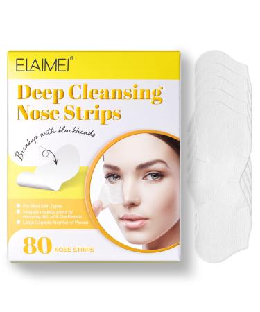 Blackhead Remover Strips (80pcs) Pore Strips Nose Strips for Blackheads Blackhead Removal Deep Cleansing Nose Pore Strips for Women Men White
