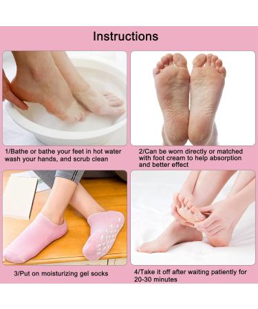 Moisturizing Gel Socks - 2 Pairs with Vitamin Infusion for Dry Skin Repair | Black & Pink Spa Socks - Buy Online on SooperMarket.com