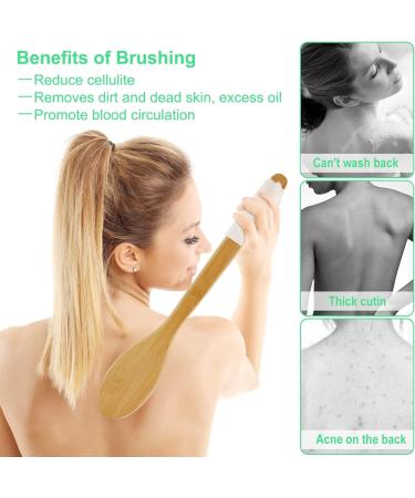 Saunnihen 43cm Bamboo Back Brush - Natural Bristle Shower & Dry Brush for Dead Skin & Cellulite Removal | International Shipping - Buy Online on SooperMarket.com
