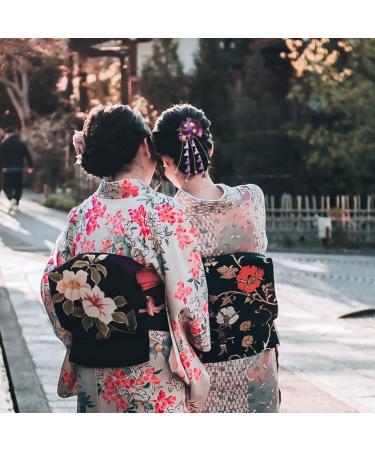 FRCOLOR Japanese Kimono Flower Hair Clips - Purple Bridal Kanzashi Hair Accessories for Women and Girls - Buy Online on SooperMarket.com