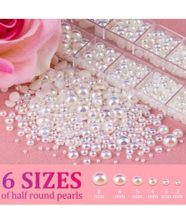 Flat Back Pearls Kit - 3800 Pcs, 3 Boxes, AB+ White AB+ Beige AB Half Round Pearls for Nail Art & DIY Crafts with Pickup Pencil and Tweezer - Buy Online on SooperMarket.com