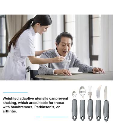 Adaptive Utensils (5-Pieces) Adaptive Utensils for Elderly Arthritis Parkinsons and Handicapped Stainless Steel and Dishwasher Safe - Grey - Buy Online on SooperMarket.com