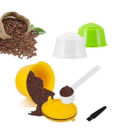 Refillable Coffee Capsules Pods Reusable Coffee Capsule for Dolce Gusto 3PCS Refillable Coffee Capsules Pods Refillable Dolce Gusto Pods with 1 Plastic Spoon and 1 Cleaning Brush