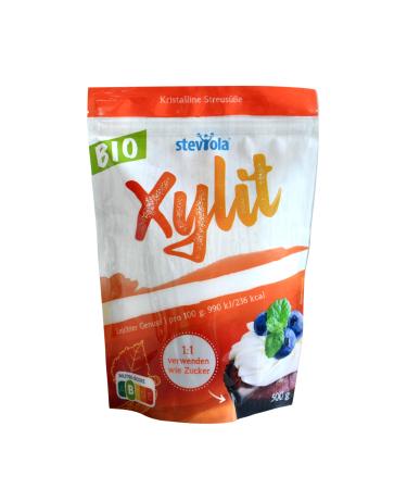 Steviola/Organic Xylitol/Birch sugar/Suitable for food and drinks/Vegan and lactose-free/Sweetness without sugar / 500g Organic Xylitol 500g
