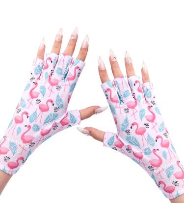 MelodySusie UV Glove for Gel Nail Lamp, Professional UPF50+ UV Protection Gloves for Manicures Free Flamingo