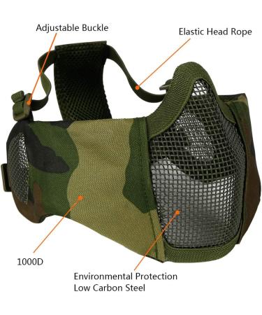 Buy Aoutacc Foldable Airsoft Mask - Half Face Mask with Ear Protection for War Games Hunting & Paintball - International Shipping Available - Buy Online on SooperMarket.com