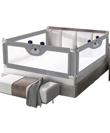 SYOO SINGYOO Bed Rails for Toddlers- New Upgraded Extra Long Bed Guardrail Full Size Baby Bedrail for Children Fit for Twin Queen & King Size Bed Mattress Cute Bear (one Side 80(L)*30(H)inch, Buck) one Side 80"(L) x 30"(H), Buck