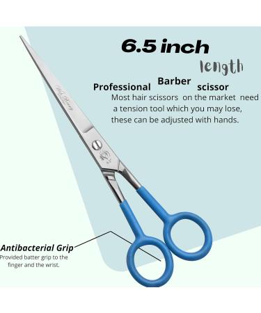 Professional Hairdressing Scissors Hair Cutting Scissors Shears for Barber Salon Home - with Antibacterial Comfort Rubber Grip 100% Stainless Steel (Blue) - Buy Online on SooperMarket.com