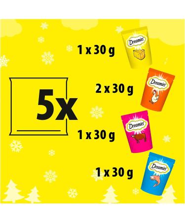 Dreamies Variety Stocking Adult Cat Treats 5 x 30g bags (1 X Stocking) 150 g (Pack of 1) - Buy Online on SooperMarket.com