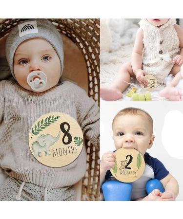 7pcs Wooden Baby Monthly Milestone Cards | Double Sided Newborn Welcome Sign | Baby Milestone Stickers for Boy and Girl - Buy Online on SooperMarket.com