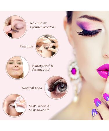 AmoVee Self Adhesive Eyelashes - Fluffy Natural Look, Reusable False Lashes, No Glue Needed - Easy to Put On (Pack of 3 Pairs) - Buy Online on SooperMarket.com