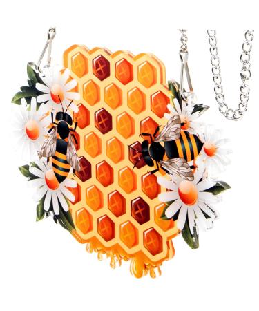 Cabilock Honeycomb Decor Ornament Bee Hanging Pendant Trays Decorative Beehive Wall Decor Decorations Neon Lights Daisy Assorted Color 30x15cm