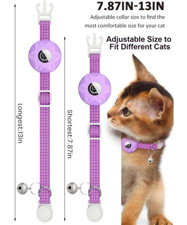 Shop Airtag Cat Neck Band | Reflective Kitten Collar with Holder & Bell | Light Tracker for Young Cats - Purple - Buy Online on SooperMarket.com
