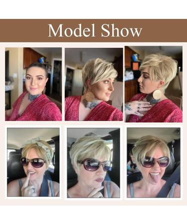 Short Blonde Pixie Cut Wig for Women - Natural Synthetic Hair Daily Cosplay Party Wig #613/27B - Buy Online on SooperMarket.com
