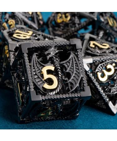 ARUOHHA Hollow DND Metal Dice Set Black Gold Dungeons and Dragons Dice D and D Dice Role Playing Games D+D Polyhedral Dice 7PCS RPG D&D Dice with Gift Box D20 D12 D10 D8 D6 D4 - Buy Online on SooperMarket.com
