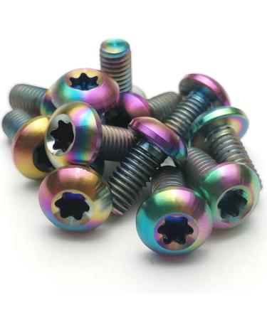 12pcs M5 * 10mm T25 Titanium Rotor Bolt for MTB Bicycle Disc Brake Rotor, Titanium Disc Brake Rotor Screw Bolt Kit, Rotor Bolt/Screw for SRAM SHIMANO Brake Disc Rotor, Rainbow Color,Lightweight