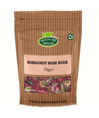 Dried Edible Burgundy Rose Buds 125g by Hatton Hill