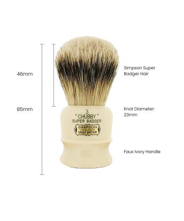 Simpsons Chubby CH3 Super Badger Shaving Brush - High Quality Shave Brush - Buy Online on SooperMarket.com