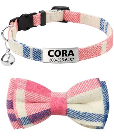 Tagme cats collars with names and telephone number kitten collar with safety closure and bell pink 1 -pack 1 Pack pink