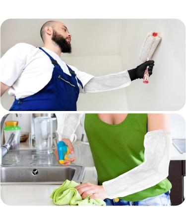 100 Piece Waterproof PE Arm Sleeves Covers - Elastic Cuff, Long Arm Protectors - 16 x 8.7 Inch White - Buy Online on SooperMarket.com