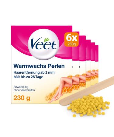 Warm wax pearls 6 Series with beeswax for use in the wax heater or water bath for long-lasting hair removal 6x veet warm wax beads 230 g