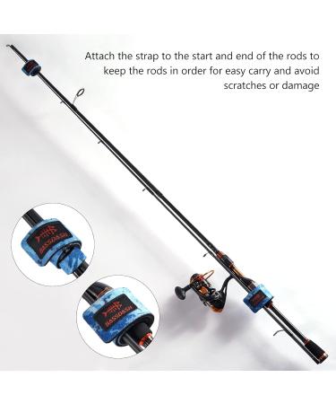 Fishing Rod Straps 6-Pack: Stretchy Waterproof Wrap Ties for Spinning, Fly, Casting Rods - Three Camo Colors - Buy Online on SooperMarket.com