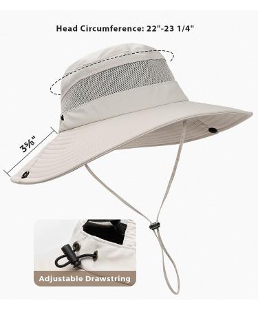 Women's UPF50+ Sun Hat with Ponytail Hole - Waterproof Beach Bucket Hat in Beige - Buy Online on SooperMarket.com