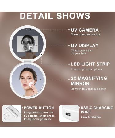 Hansong Compact UV Camera Mirror 2X Magnification Travel Makeup Handheld Pocket Mirror - Buy Online on SooperMarket.com