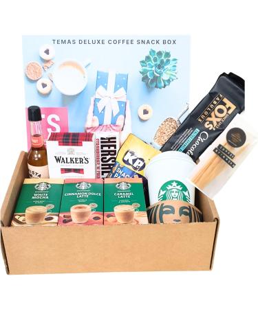 Starbucks Instant Coffee Gift Box- Compatible For Lovers Of Starbucks| Starbucks White Mocha Cinnamon Dolce Latte & Caramel Latte Flavour| Coffee Cup Sleeves Stirrers|Snacks & Pamper Guide - Buy Online on SooperMarket.com