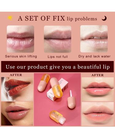 Natural Lip Plumper Set: Day & Night Lip Enhancer Balm with Plant Extracts - Lip Serum for Fuller, Hydrated Lips (2 Pcs, 5.5MLX2) - Buy Online on SooperMarket.com