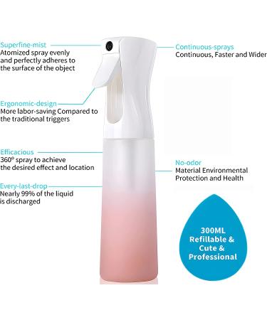 Continuous Mist Spray Bottle 10oz - Pack of 3 Pink | Fine Mister for Hair, Cleaning Solutions, Plants - Buy Online on SooperMarket.com