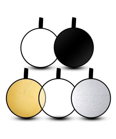 EMART 24 (60cm) Light Reflectors 5 in 1 Photo Collapsible Photography Reflector with Bag - Portable Camera Light Reflector Photography Panel for Studio Video-Translucent, White, Silver,Gold,Black Diameter 24"