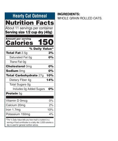 Fifty 50 Low Glycemic Oatmeal | 100% Whole Grain Hearty Cut - 16 oz - Buy Online on SooperMarket.com