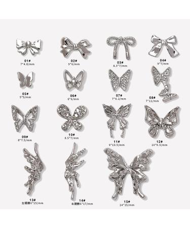 10Pieces Butterfly 3D Alloy Butterfly Silver Butterfly Rhinestones For Acrylic Nails - Buy Online on SooperMarket.com