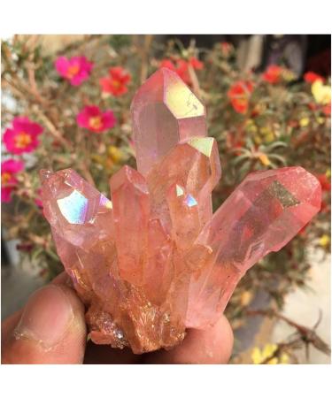 Natural Crystal Rough Beautiful Rose Flame Aura Quartz Crystal Cluster Specimen 60-70G - Buy Online on SooperMarket.com
