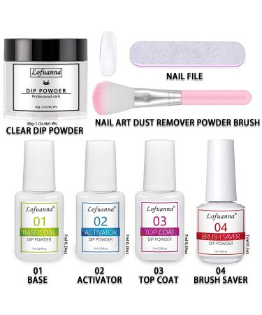 Lofuanna Dip Powder Nail Kit Starter - Clear Nail Dipping Powder Set for French Nail Art Manicure at Home or Salon - No UV/LED Needed - Buy Online on SooperMarket.com