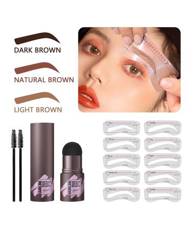 LSxia Brow Stamp and Stencil Kit - Waterproof Eyebrow Powder with 10 Stencils, Light Brown - Perfect for Natural Eye Brow Definition and Shaping - Women's Eye Brown Makeup - Buy Online on SooperMarket.com