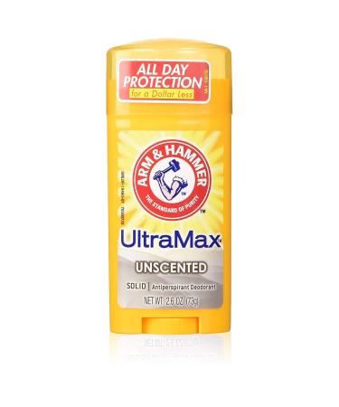 ARM & HAMMER ULTRAMAX Anti-Perspirant Deodorant Solid Unscented 2.60 oz (Pack of 4) 2.6 Ounce (Pack of 4)