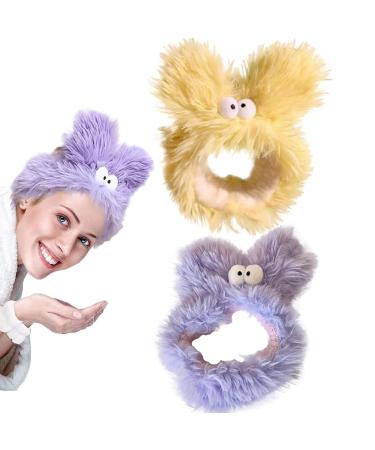 KASESSS 2 Pieces Skincare Headband Dorky Makeup Headband Fleece Headband for Washing Face Spa Headband Cartoon Cute Hair Accessories Elastic Headbands for Women Girls Shower Beauty Yoga Sports